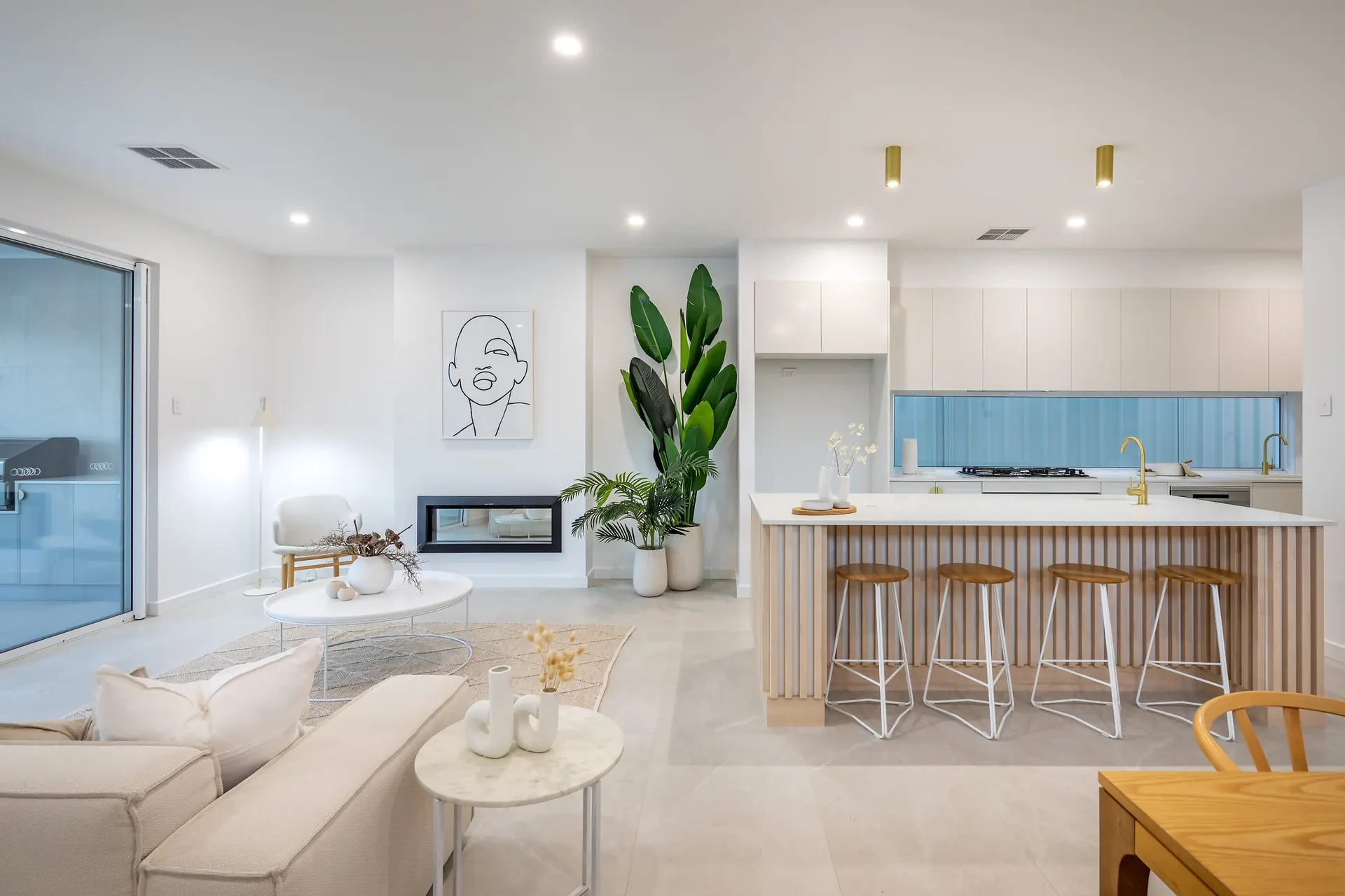 Open-plan living room and kitchen