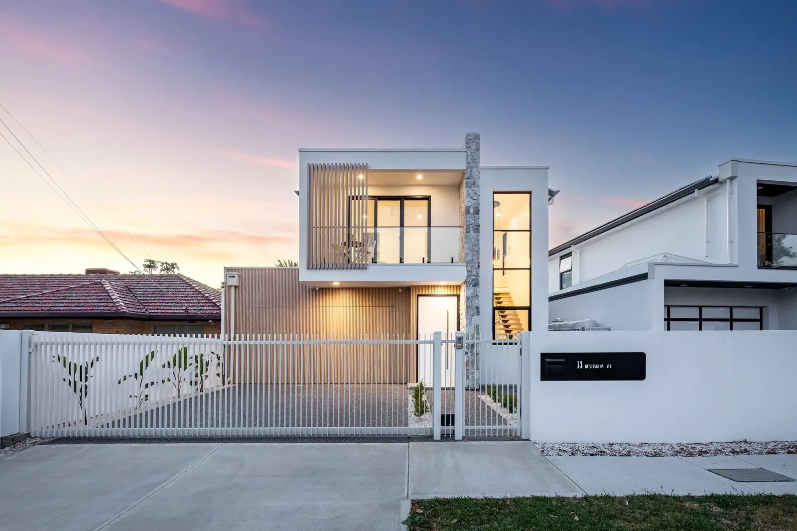 Two-storey home at dusk